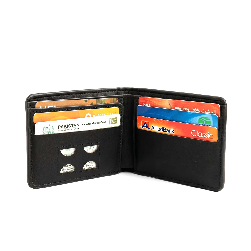 M Tag Mens Leather Wallet Black